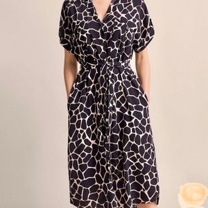 Massimo Dutti Black/Cream Giraffe Print Dress-NWOT